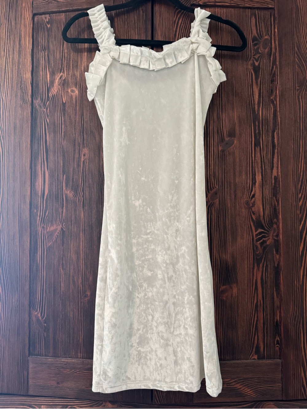 Women's Ruffle Strap Velvet Slip Dress
